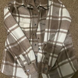 Brown and White Plaid Jacket